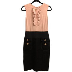 VDP Collection Mixed media tweed dress with gold accents size 42 Y2K Classic For